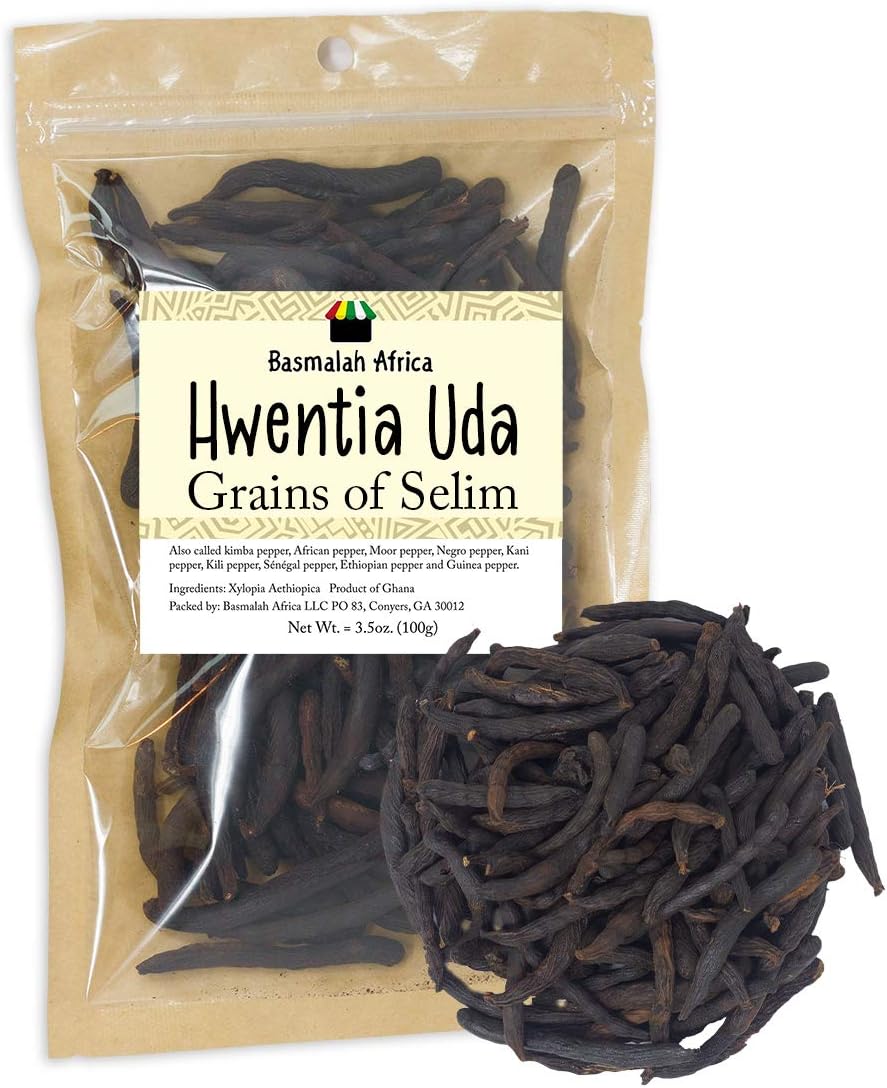 UDA, Hwentia, Grains of Selim, Xylopia Aethiopica, Uda seed, Uda spice, diarr, African Spices, African food (100g)