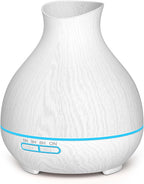 Aromatherapy Essential Oil Diffuser 550ml 12 Hours White Wood Grain Aroma Diffuser with Timer for Large Room, Home, Baby Bedroom, Waterless Auto Shut-Off, 7 Colors Lights Changing