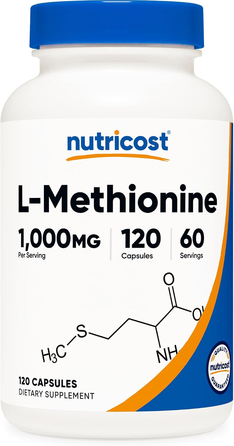 Nutricost L-Methionine (1,000 mg) 120 Capsules - 60 Servings, Gluten-Free, GMO-Free