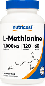 Nutricost L-Methionine (1,000 mg) 120 Capsules - 60 Servings, Gluten-Free, GMO-Free