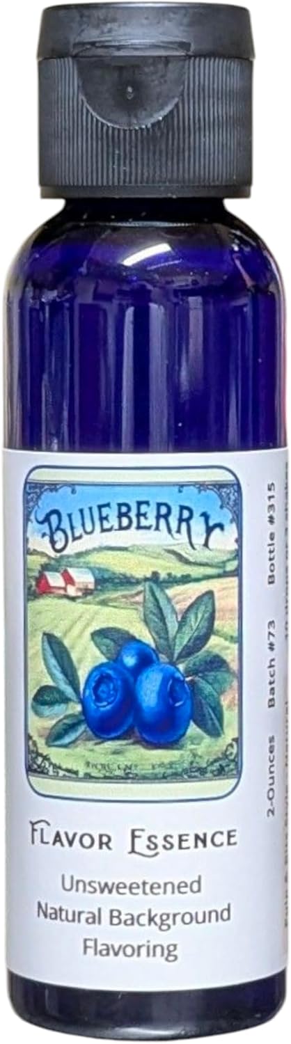 BLUEBERRY Flavoring by Flavor Essence (Unsweetened, Natural Background Flavoring) 2 Oz.| For Beverages: coffee/tea, shakes, smoothies, bar drinks. For Foods: baking, doughs, batters, frostings, yogurt