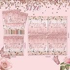 Pink Rose Gold Party Supplies - 40Pcs Flower Birthday Napkins Disposable Rose Gold Foil Paper Napkins Happy Birthday Theme Party Decoration for Women 50th 60th,Girl Birthday