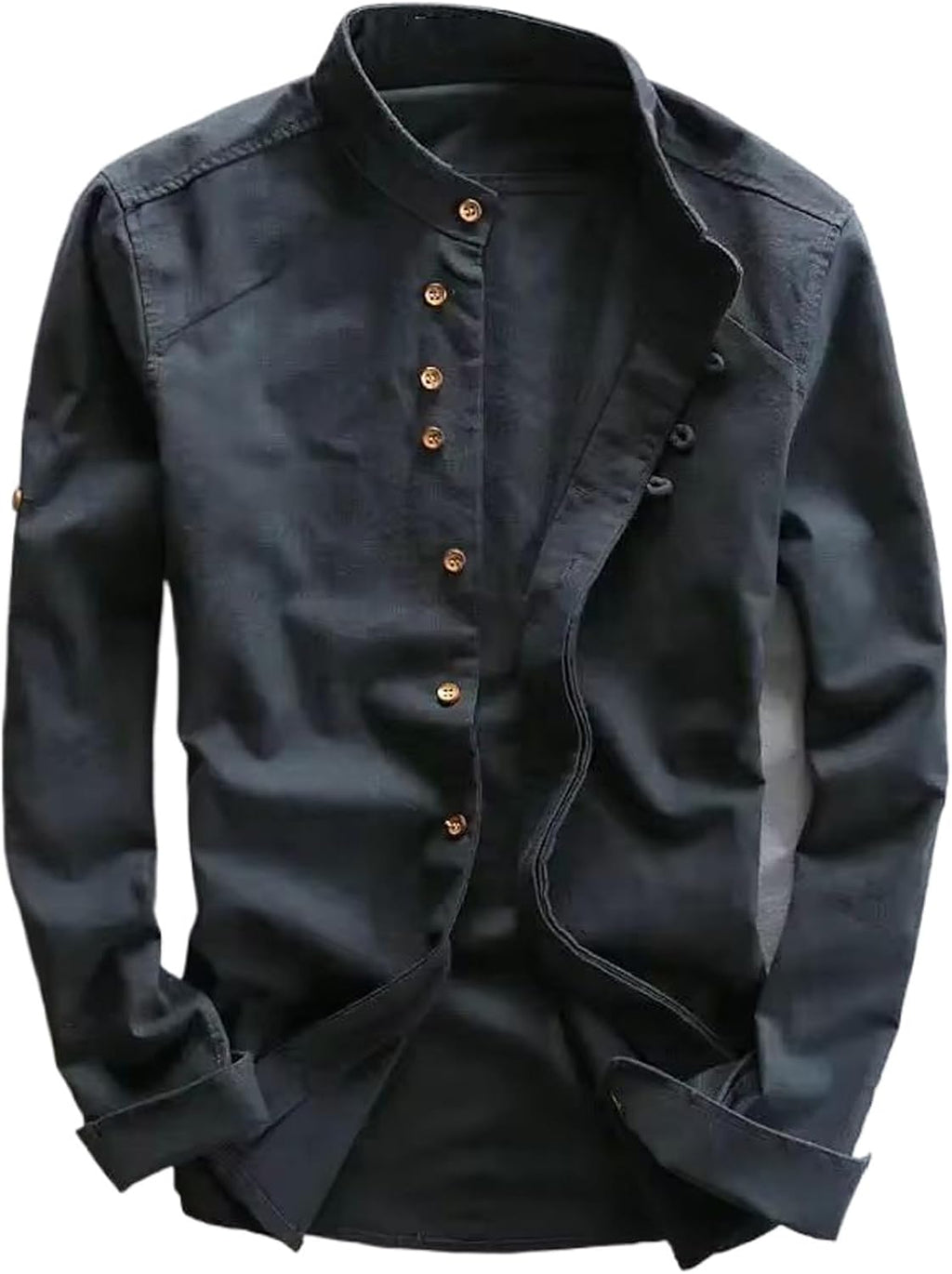Men's Casual Cotton Linen Shirt Formal Retro Long Sleeve Loose Shirts Male Clothing Shirts Tops