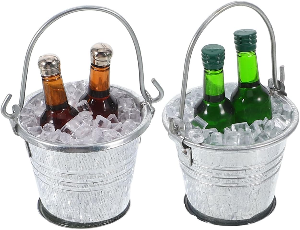1 12 Scale Dollhouse Miniature Bar Decoration Set with Beer Bottles Ice Cubes and Silver Bucket for Doll House Party Scene Accessories