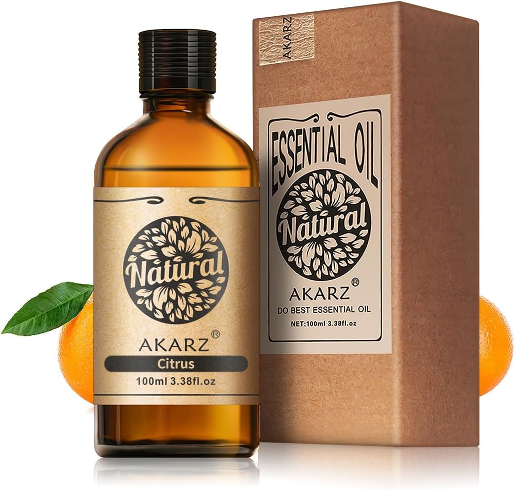 AKARZ 100ml Citrus Essential Oil Natural Citrus Oil Pure for Candle Making,DIY Skincare Products Massage,Home Spa Relaxation