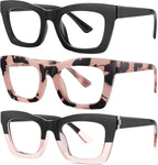 Okany Blue Light Blocking Glasses for Women Men Fashion Computer Screen Gaming TV Phones Anti Eyestrain & UV Glare Glasses 3 Pack