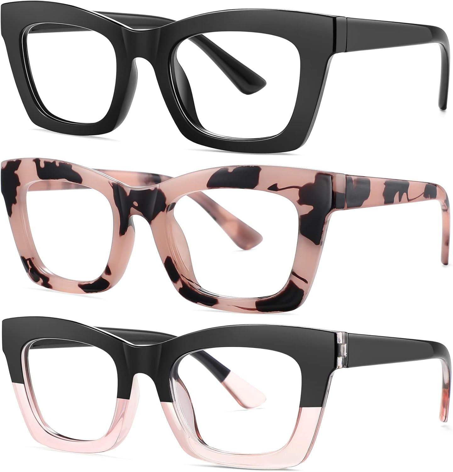 Okany Blue Light Blocking Glasses for Women Men Fashion Computer Screen Gaming TV Phones Anti Eyestrain & UV Glare Glasses 3 Pack