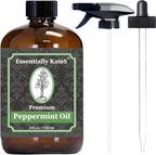 Peppermint Essential Oil 4 oz. with Huge Glass Bottle, Glass Dropper, and Sprayer. Detailed User's Guide E-Book. Skin Care, Garden Care, and Hair Care.