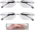 2 Pcs of Auto Focus Glasses, Intelligent Zoom Anti-Blue Light Presbyopia Glass with Case and Glasses Cloth, Smart Zoom Reading Glass