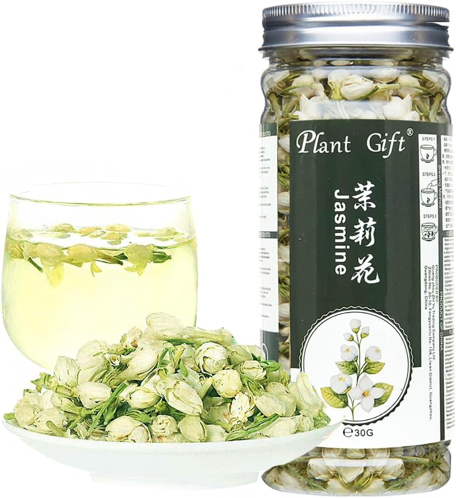Plant Gift Jasmine Tea Dried Flowers, 100% Natural Pure Herbal Tea, Loose Leaf White Jasmine Can Mix Green Tea, Can Extract Jasmine Essential Oil 30G / 1 Oz