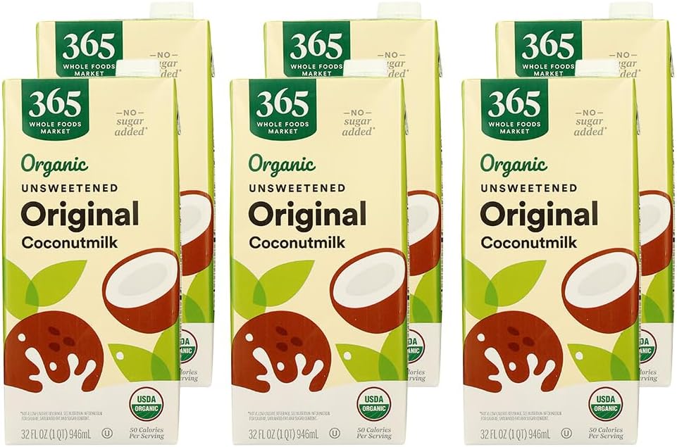 365 by Whole Foods Market Organic Coconut Milk, Original | Unsweetened | 32 Fl Oz | Pack of 6