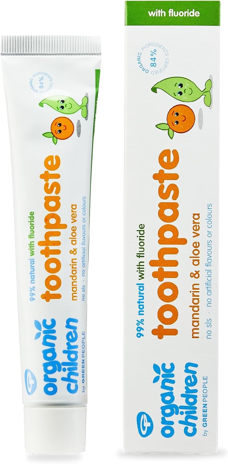 Green People Children's Mandarin & Aloe Vera Toothpaste with Fluoride 50g (Pack of 3)