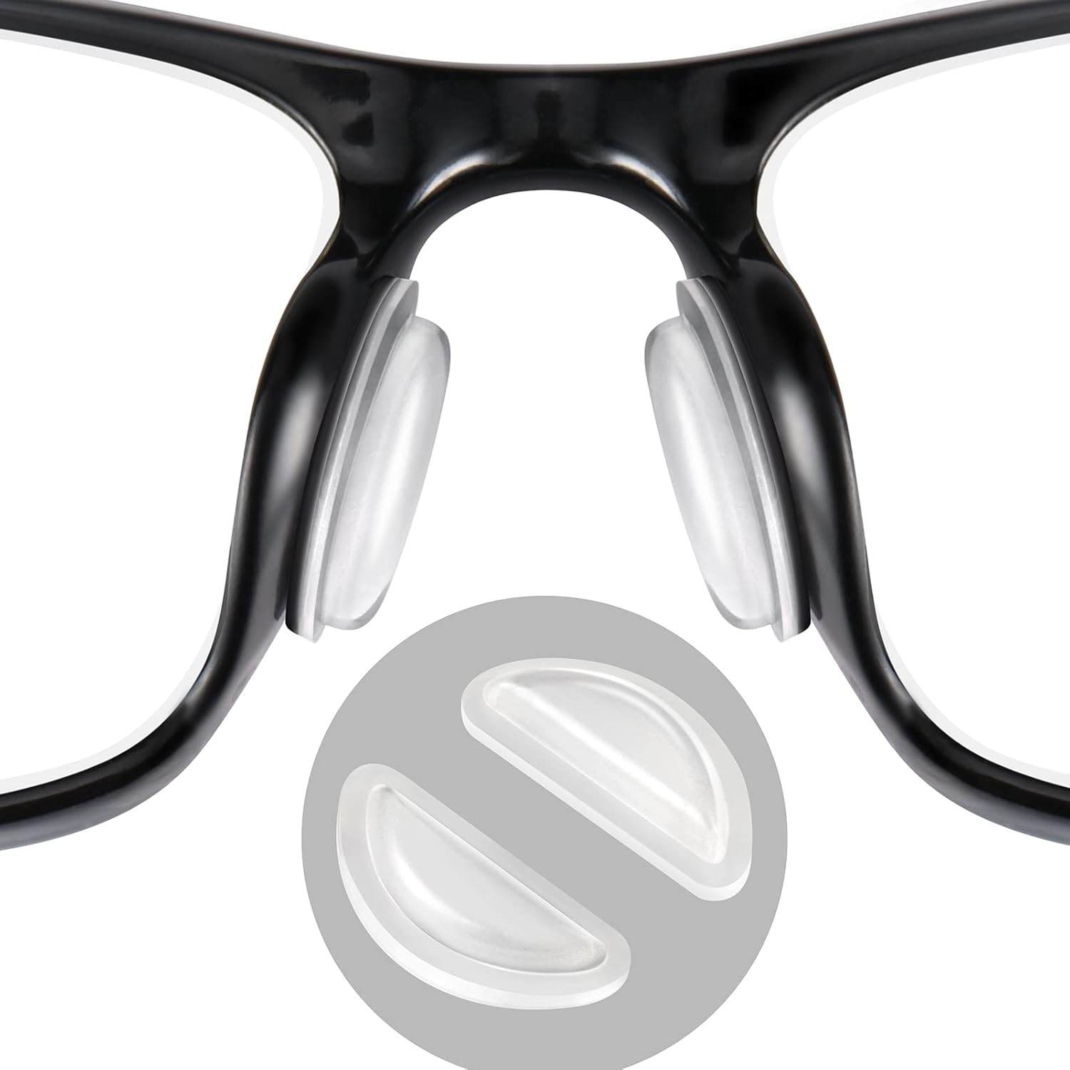 SURMAP Eyeglass Nose Pads, Comfort Soft Silicone Glasses Nose Pad, Anti-Slip Heighten Air Chamber Glasses Grips for Eyeglasses and Sunglasses, with Sticky Backing (10 Pairs, Clear)