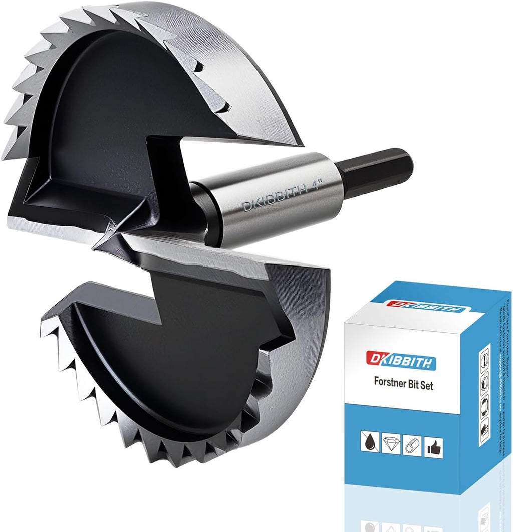 DKIBBITH 4 inch Forstner Drill Bits for Wood - Ideal for Fine Woodworking on Hardwoods, Plywood, Plastic.