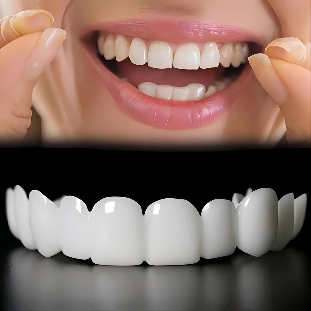 Snap on Veneers Teeth for Women & Men | Natural-Looking Top & Bottom Fake Teeth | Comfortable & Easy to Use