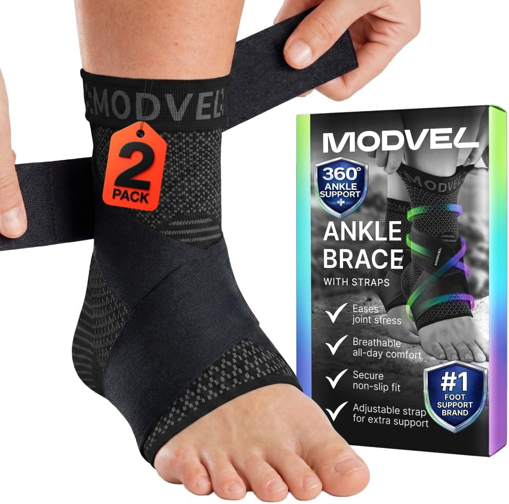 Modvel Foot & Ankle Brace Socks with Adjustable Support Strap – Compression Sleeve for Sprained Ankle, Plantar Fasciitis Relief Tendonitis & Arthritis, Stabilizing Foot & Ankle Support for Women & Men