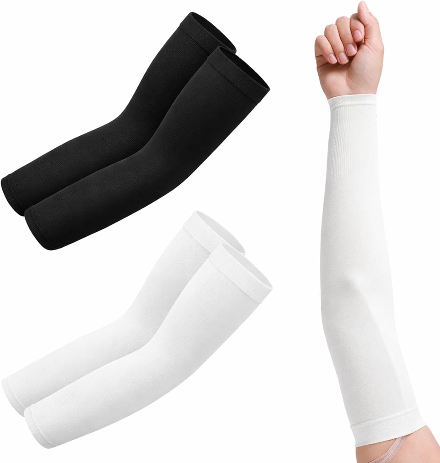 Boao 4 Pcs Picc Line Sleeve Cover for Upper Arm Fistula Dialysis Medical Elastic Breathable Shower Cover for Women Men(Black and White)