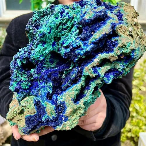KatLin Natural Stone Natural Azurite symbiotic Malachite Quartz Crystal Mineral Specimen Home Office(Size:50-70g)