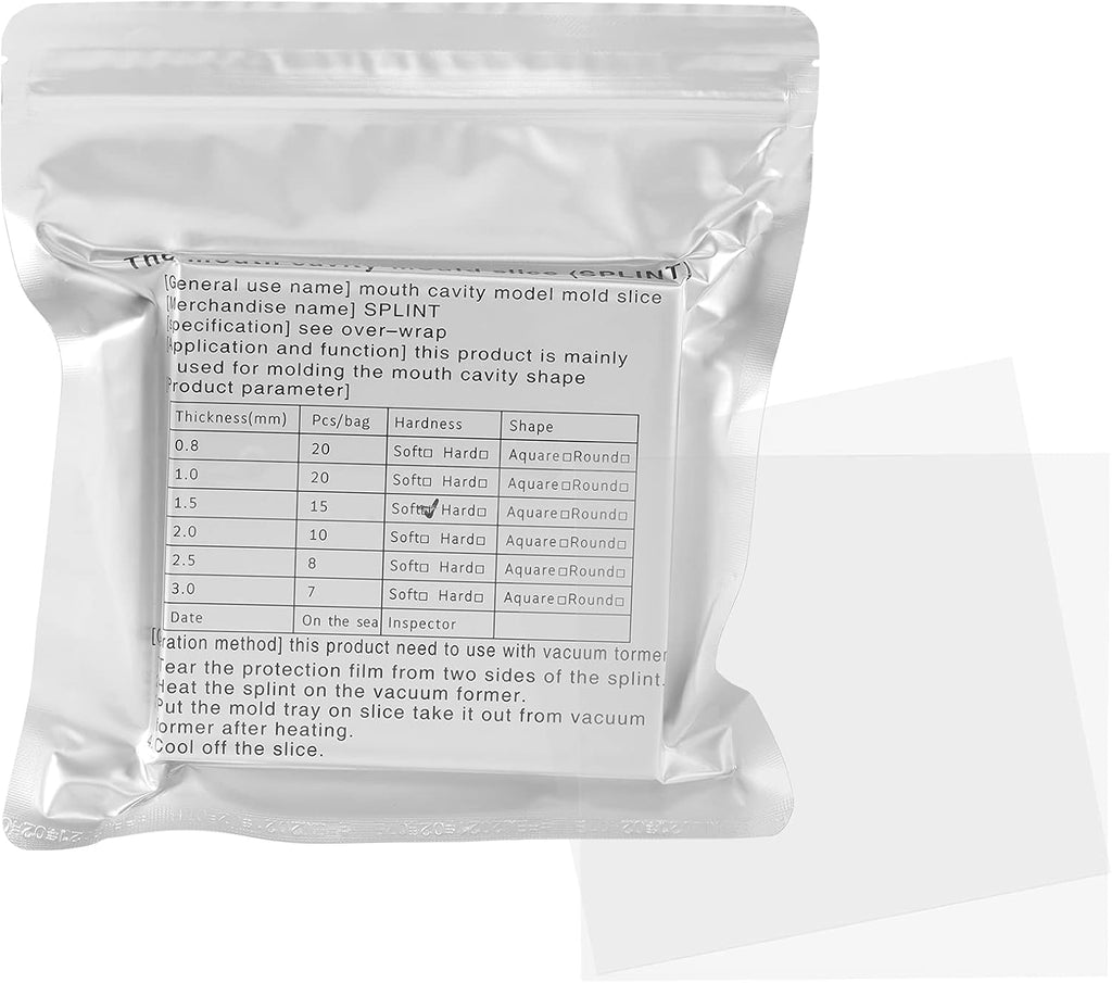 Annhua Soft Dental Splint Thermoforming, 15Pcs Resin Dental Splint Material Vacuum Forming Plastic Sheets, 1.5MM Thermoforming Plastic Sheets for Vacuum Forming Machine - Square|5" x 5"