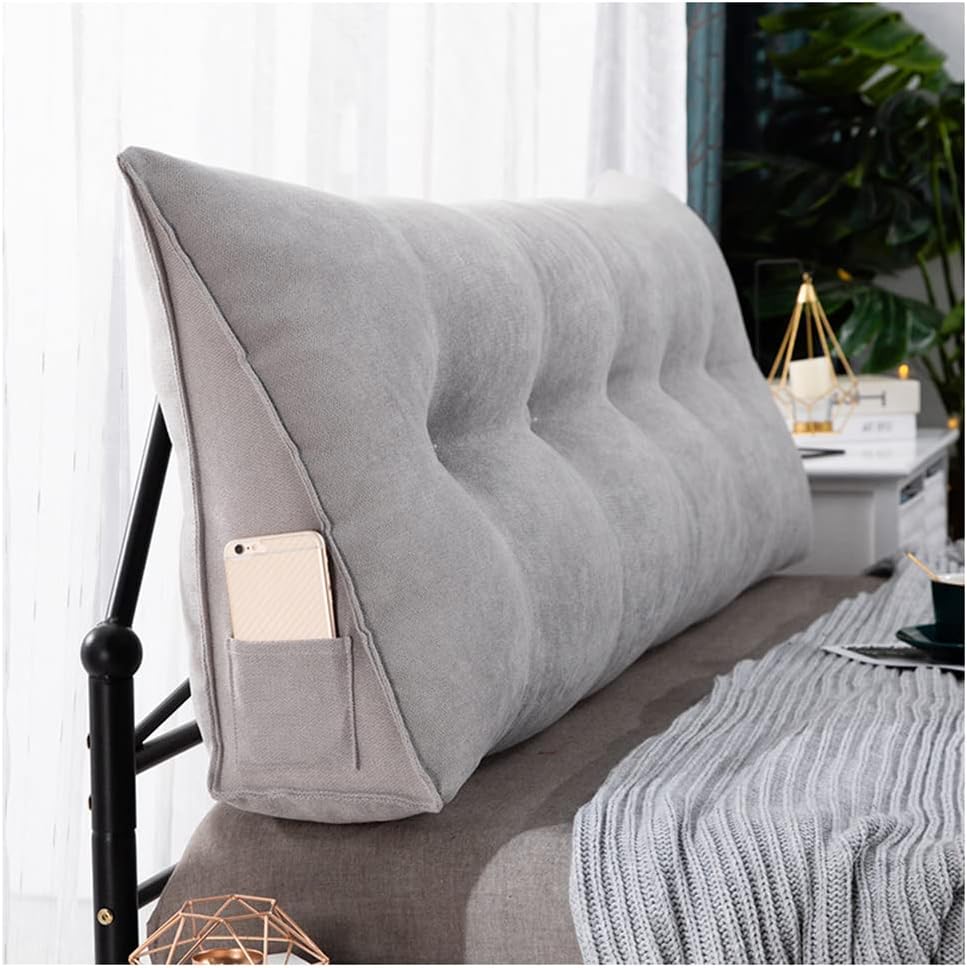 Triangular Reading Bed Rest Pillow, High Rebound Upholstered Headboard Backrest, Removable & Washable Cover, Perfect Bolster Lumbar Cushion for Day Bed,D,100x50x20cm