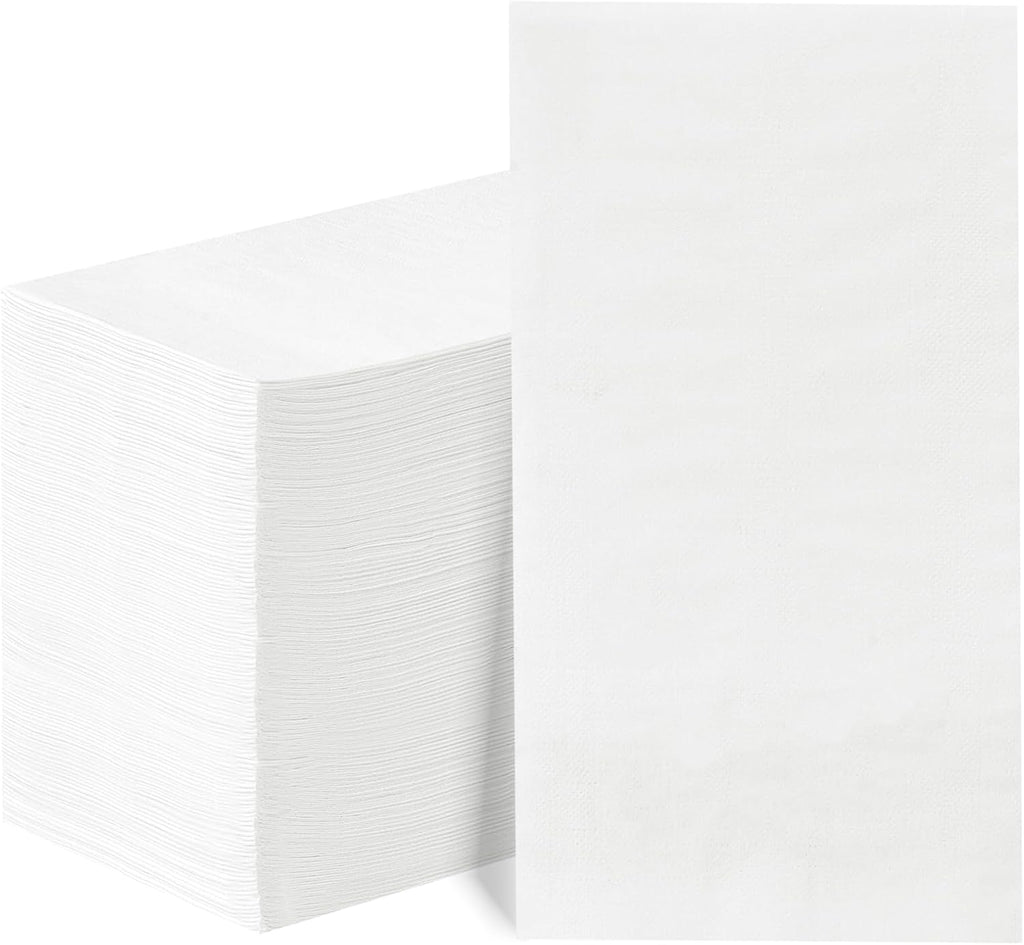 BESTVIP 100 Pack Disposable Paper Napkins,3-Ply White Dinner Napkins for Guests,Bathroom Paper Hand Towels Soft and Absorbent,Perfect for Christmas,Kitchen,Dinner,Party,Wedding or Event