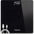 Digital Bathroom Scale for Body Weight - Rechargeable Weight Scale for People with LED Display, KG/LB, 400 lb Capacity, Step-On Technology, Highly Accurate