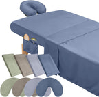 VitalCozy 24 Pcs 8 Sets Massage Table Sheets Set Include Massage Bed Sheets Massage Bed Cover Massage Face Rest Cover Spa Bed Cover Washable Massage Fitted Sheet for Hair Salon Spa (Dark Color)