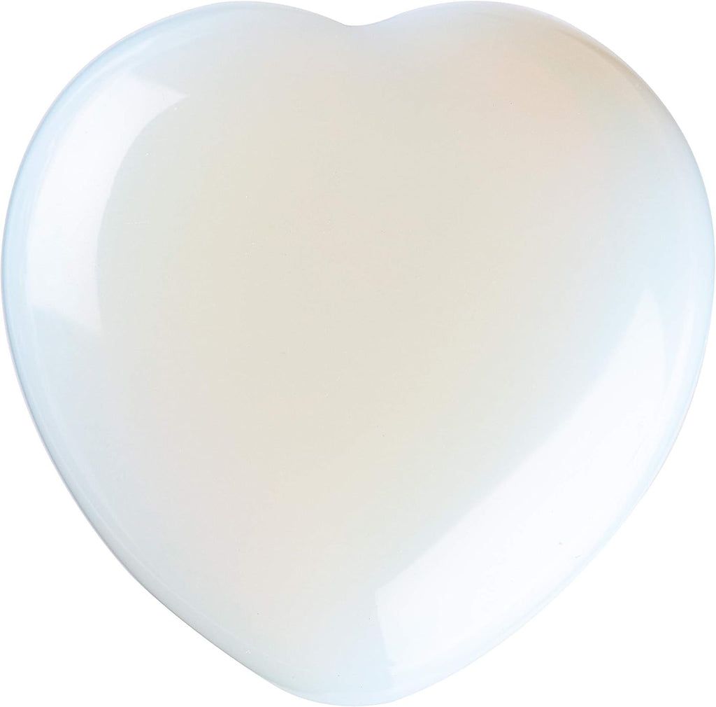 Natural 1.2" Opalite Pocket Heart Love Stone Carved Palm Worry Stone Heart Shaped Healing Crystals for Chakra Reiki Balancing Therapy Meditation Home Decoration