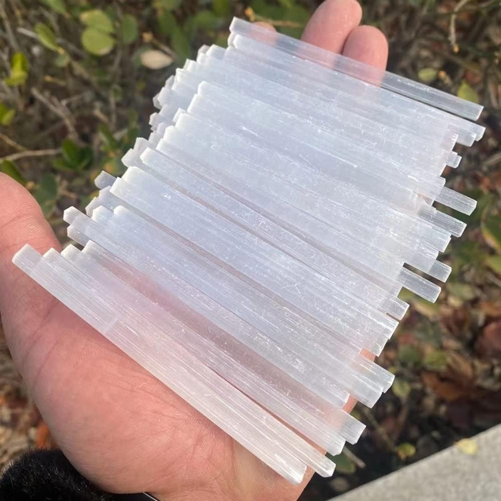 Meditation Home Natural Healing White Selenite Stick Chips Reiki Energy White Quartz Rough Gypsum Rod Minerals Specimen Reiki Healing Crystal (Color : 100mm, Size : Nm)