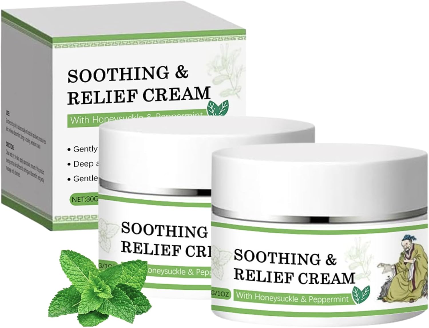 2Pcs Soothing Relief Cream, Herbal Moisturizer for Sensitive Skin, Herbal Soothing Cream, Hydrating & Refreshing, Suitable for Daily Skin Care