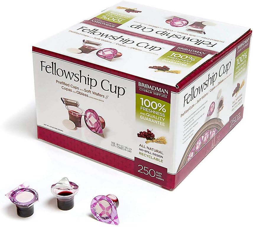 Broadman Church Supplies Pre-filled Communion Fellowship Cup, Juice and Wafer Set, 250 Count