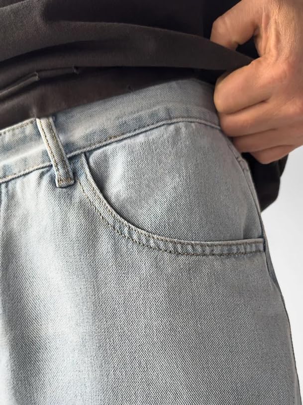 Baggy Hip Hop Jeans for Men Wide Leg Skater Denim Pants Casual Loose Fit Long Trousers