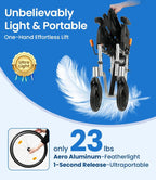 VOCIC Ultra Lightweight Wheelchair for Adults, 23lb Frame Portable Foldable Self-Propelled Wheelchairs for Seniors with Quick Release Wheels, Swing-Away Footrests,Flip-Back Arm, 300 lbs Orange