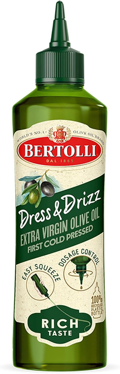 Bertolli Dress & Drizz Extra Virgin Olive Oil, Rich Taste, Contains Polyphenols, Squeeze Bottle, 15.5 fl oz
