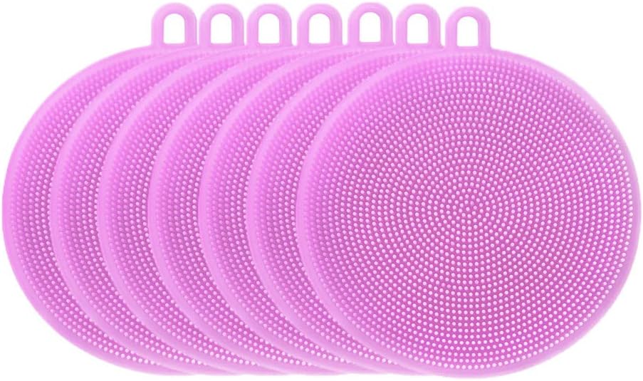 Silicone Dish Scrubber, Kitchen Sponges, Silicone Sponge,Dish Brush, Silicone Sponge Dish Sponges, Kitchen Sponge Double Sided Cleaning Sponges Gadgets Tools Brush Accessories (7 PCS,Purple)