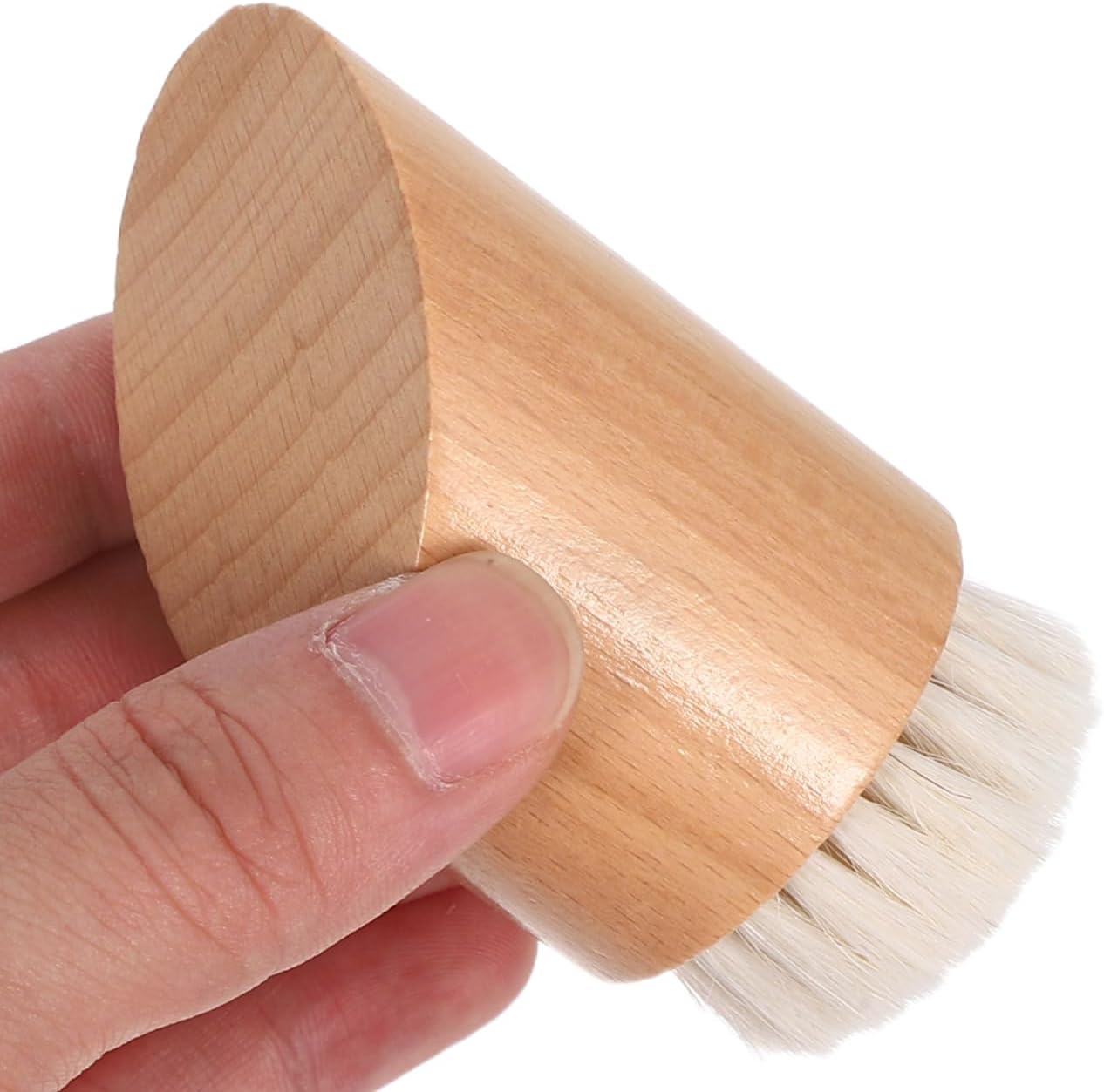 Facial Cleansing Brush with Goat Hair Bristles - Exfoliating Face Scrubber with Beechwood Handle for Deep Pore Cleaning and Blackhead Removal - Soft Manual Facial Skin Brush