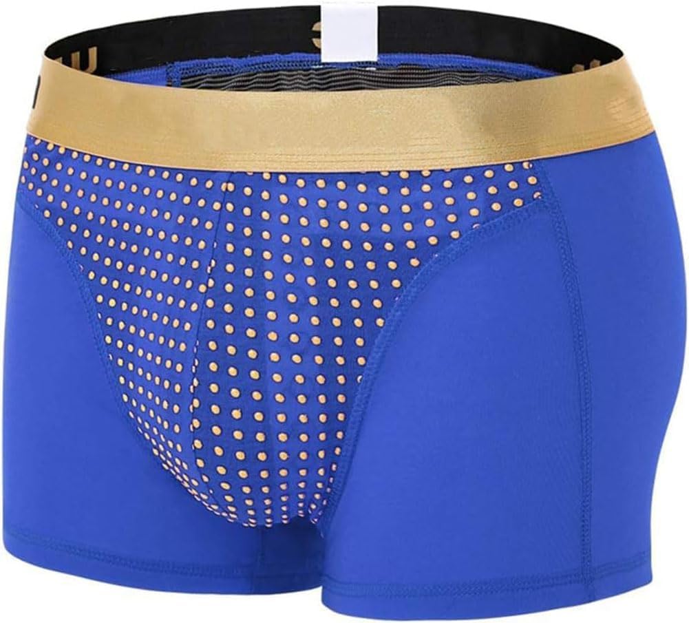 3pcs Men's Magnetic Therapy Boxer Shorts, Enlargement Underwear for Improving Male Power (Blue,Large)