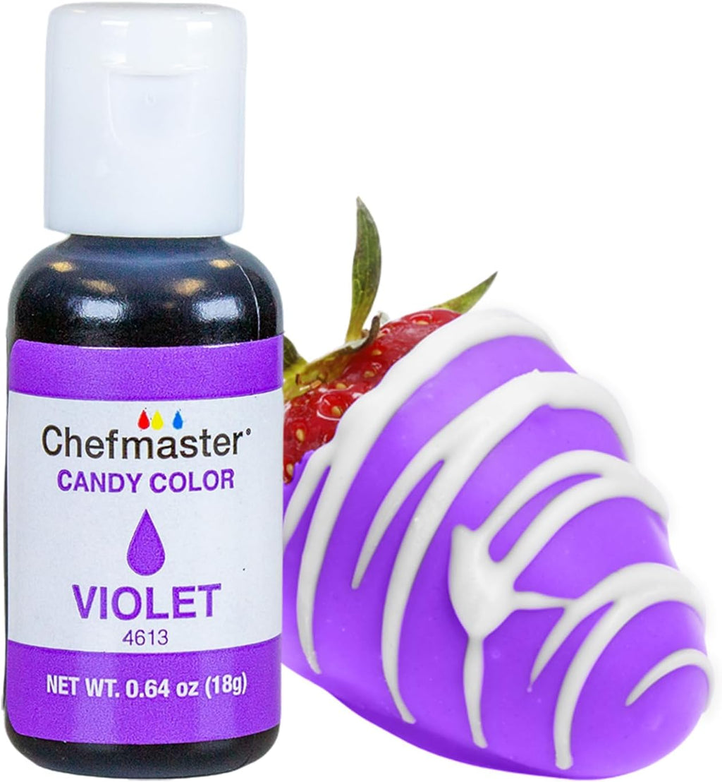 Chefmaster Violet Candy Color | True-Tone Shades | Oil-Based | Professional-Grade Dye | Chocolate, Strawberries, Cake Pops | Decorating | Easy-to-Use | Manufactured in the USA | 0.64 oz