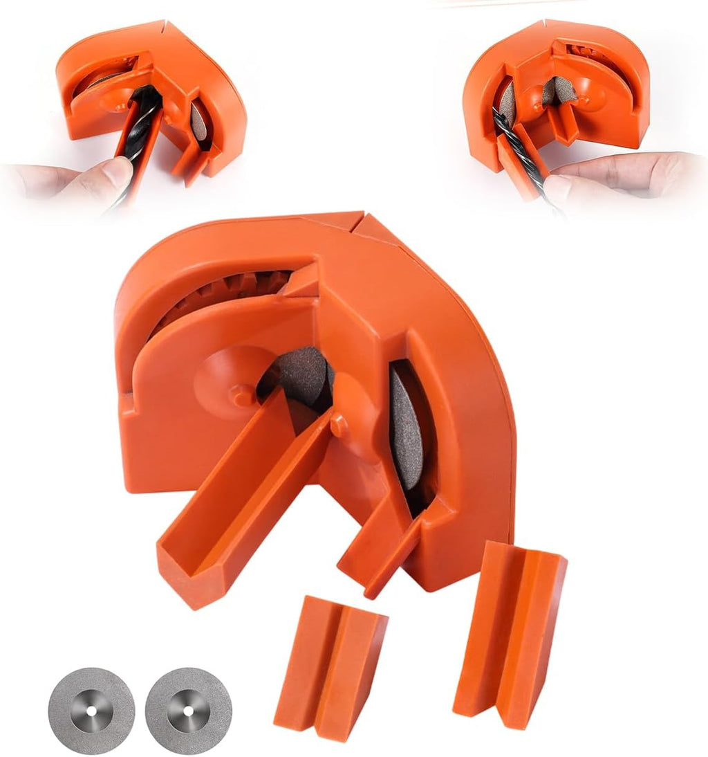 Multifunction Drill Bit Sharpener with 2 Grinding Wheels,Portable Drill Machine Blade Sharpening Universal Tool for HSS, Carbide & Masonry Bits (Orange)