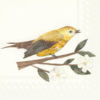 IHR Ideal Home Range Party Napkins Disposable 3-Ply Paper Lunch Napkin Pack, 6.5" x 6.5", Yellow Bird And Blossoms, 20-Count