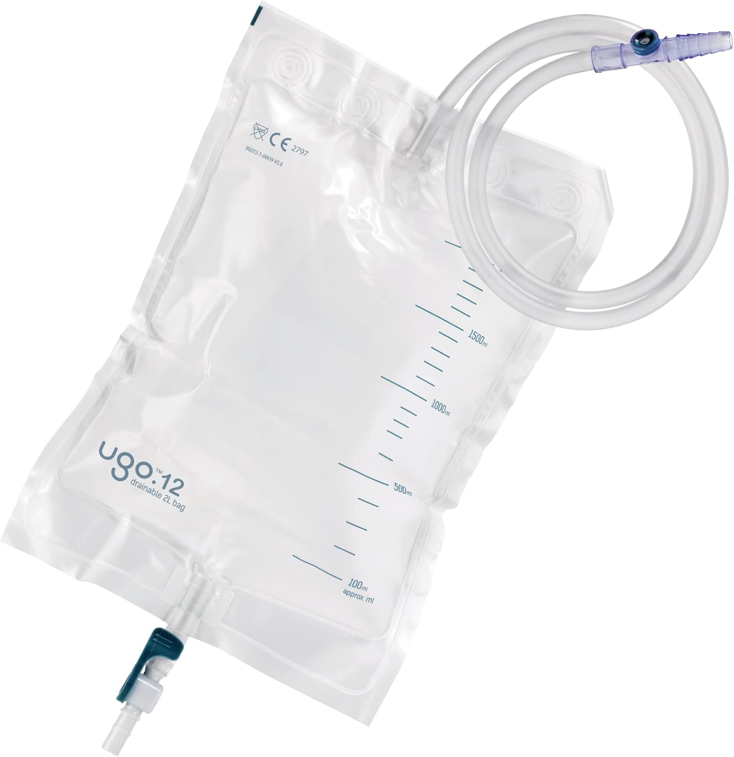 Ugo 2L Night Bags (x10) – Urine Drainage Bags/Catheter Night Bags, T Tap or Lever Tap with Kink Free Connection (Pack of 10) (Ugo 12 - Lever Tap (Continuous Drainage), Sterile)