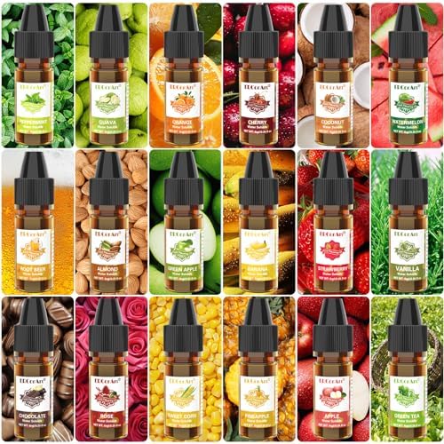 Food Flavoring Oil - Concentrated Candy Flavors, 36 Liquid Lip Gloss Flavoring Oil, Cotton Candy Pineapple Strawberry Flavor Oil for Baking, Cooking, Slime Making, Drinks - 0.25 Fl Oz