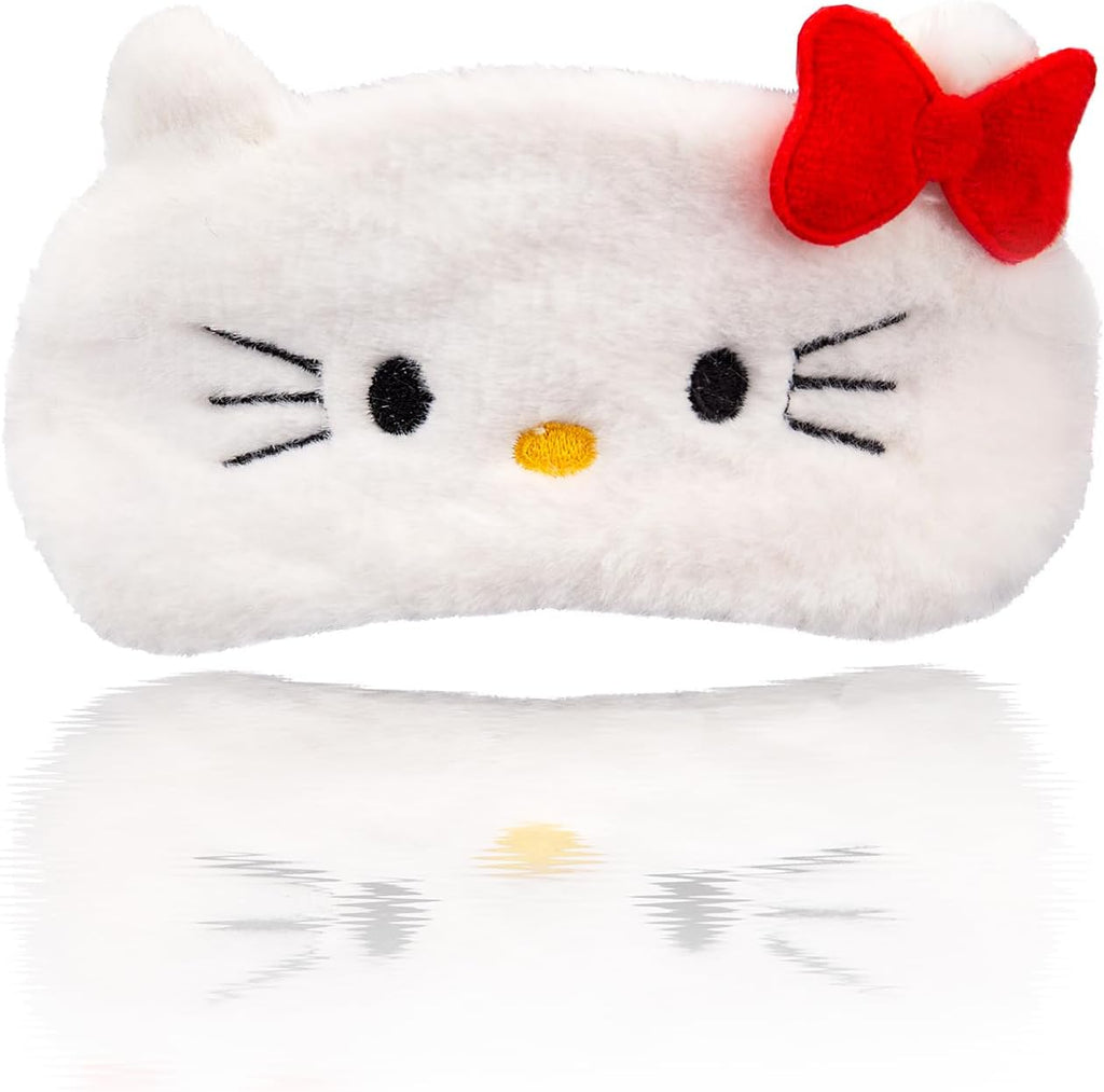 Kawaii Anime Plush Sleep Eye Mask, Cute Cartoon Animal Blackout Sleeping Eye Cover for Girls Women Kids (Cat)