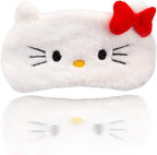 Kawaii Anime Plush Sleep Eye Mask, Cute Cartoon Animal Blackout Sleeping Eye Cover for Girls Women Kids (Cat)