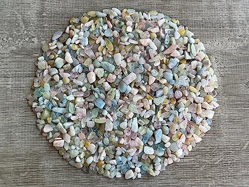 WHOLESALE Natural Semi Tumbled Morganite Gemstone Chips, Crushed Mini Crystals, Undrilled Crystal Chips (Morganite, 0.25 Pound)