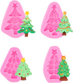 4 Pcs Christmas Tree Silicone Molds, Christmas Candy Silicone Molds, Reusable Cake Molds for Baking, Candy, Soap & Candle Making, Ice Cube, Clay, Chocolate Crafts