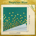 100 Pack Green Cocktail Napkins Disposable - Green and Gold Paper Napkins for Wedding Birthday Anniversary Graduation Holiday Party Supplies