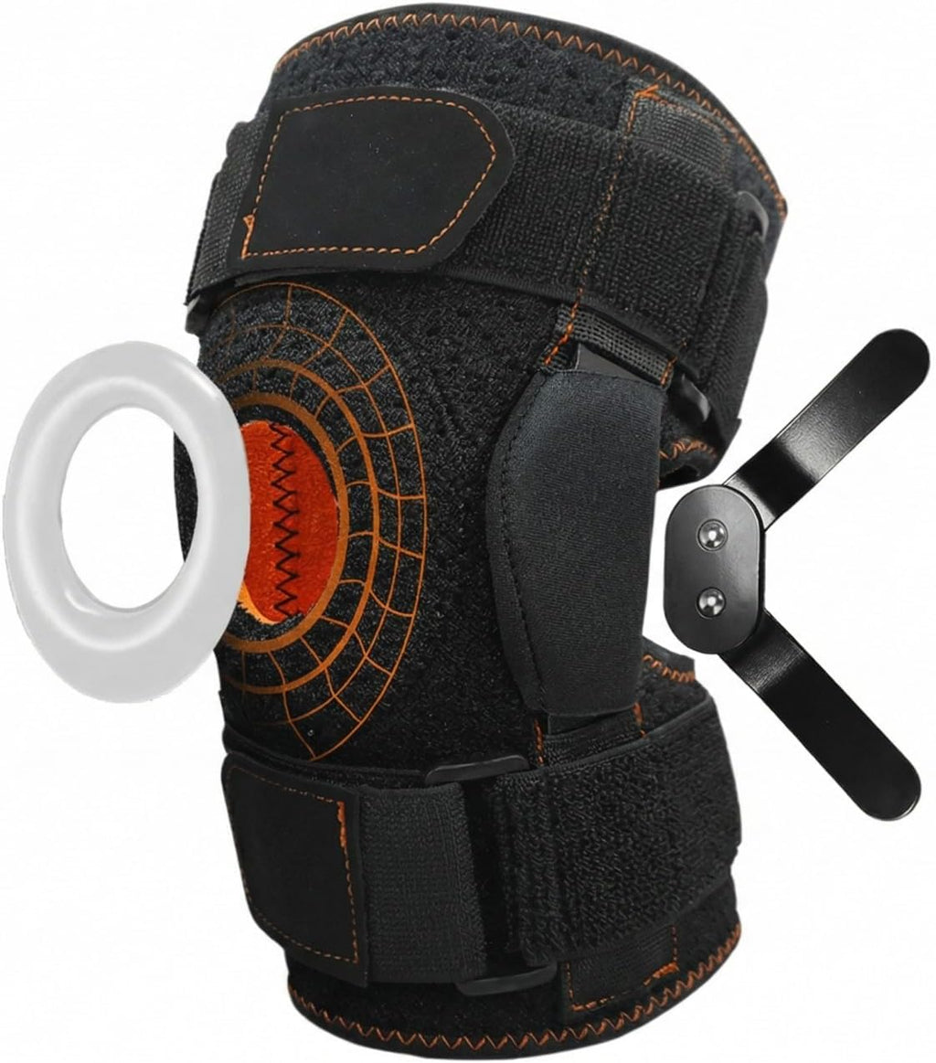 Hinged Knee Brace with Dual Side Stabilizers - Metal Hinge Support,4-way Adjustable Wraparound,for Meniscus Tear,ACL, PCL, MCL&Arthritis Pain Relief (Medium)