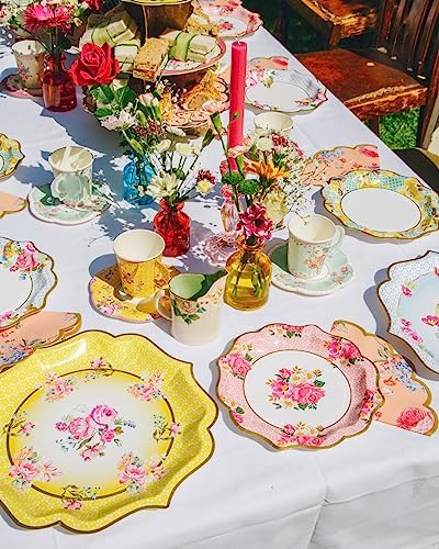 Talking Tables Truly Scrumptious Pack of 20 Floral Scalloped Napkins | Vintage Afternoon Tea Party Tableware For Decoupage, Birthday, Baby Shower, Bridal Shower, Mother's Day, multi, "12"""
