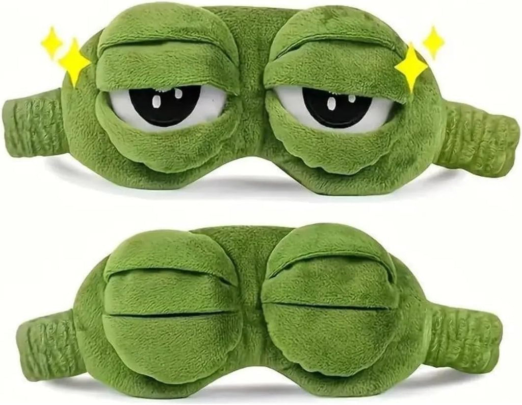 3D Frog Sleep Mask, Funny Cute Animal Eye Cover for Sleeping, Soft Adjustable Blindfold - Plush Blackout Eye Shade for Travel, Nap, Night.（1 Pcs